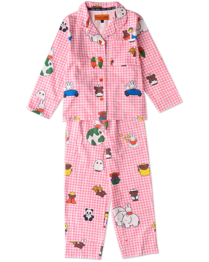 Kip & Co x Miffy And Mates Kids Flannelette Long Sleeve Shirt & Pant Pyjama Set