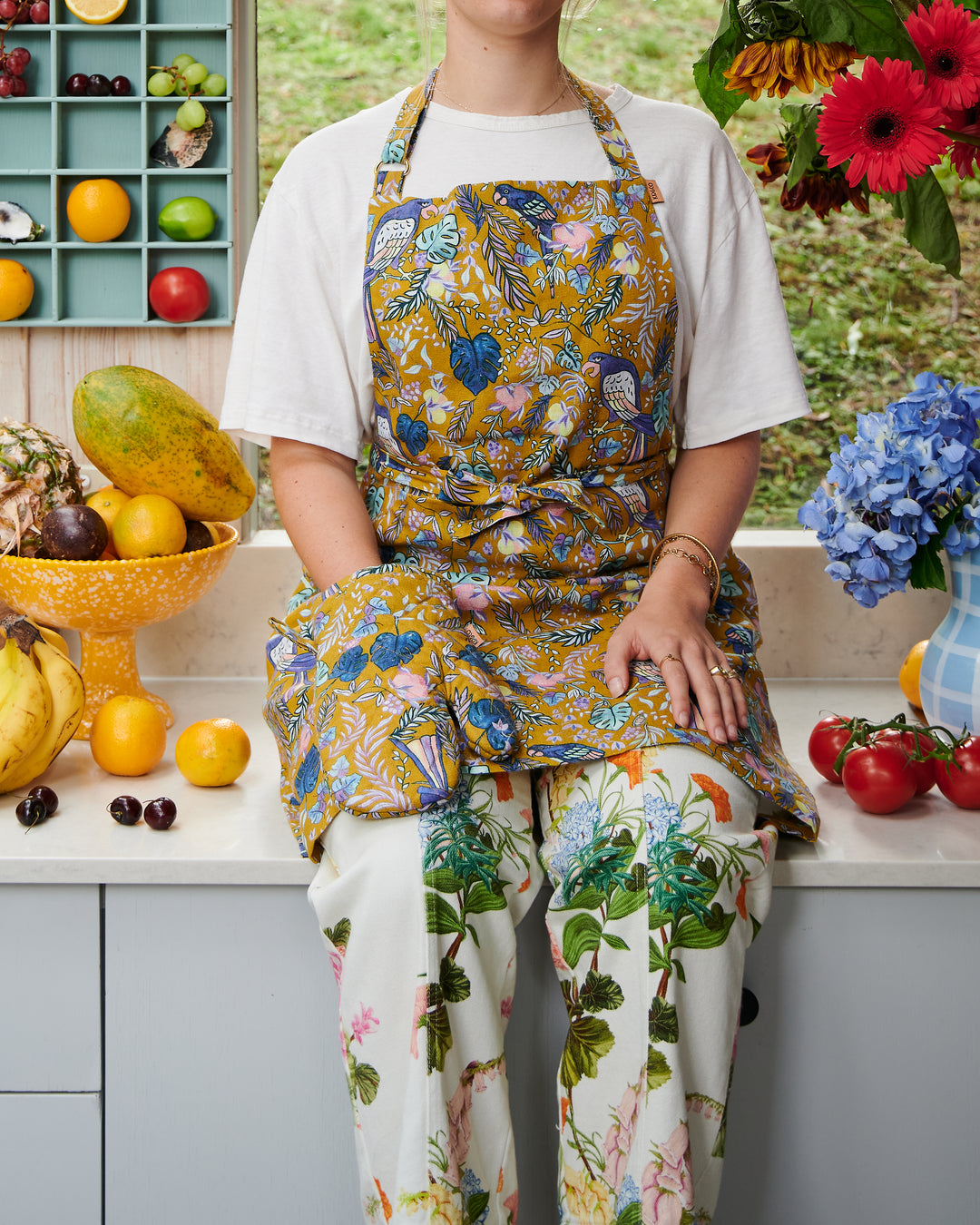 Kip & Co Birds Of Paradise Linen Apron