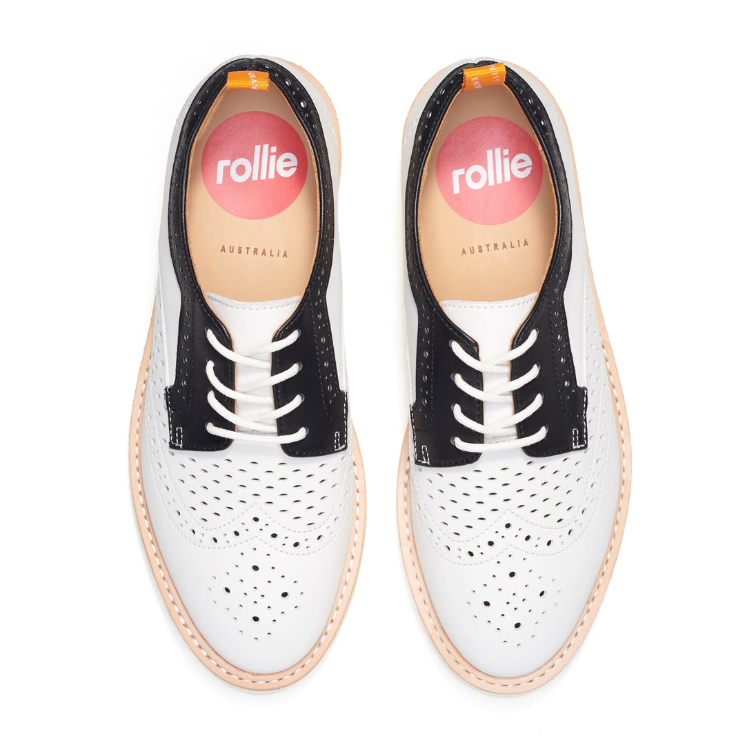 Rollie Brogue Rise Punch - White Mod