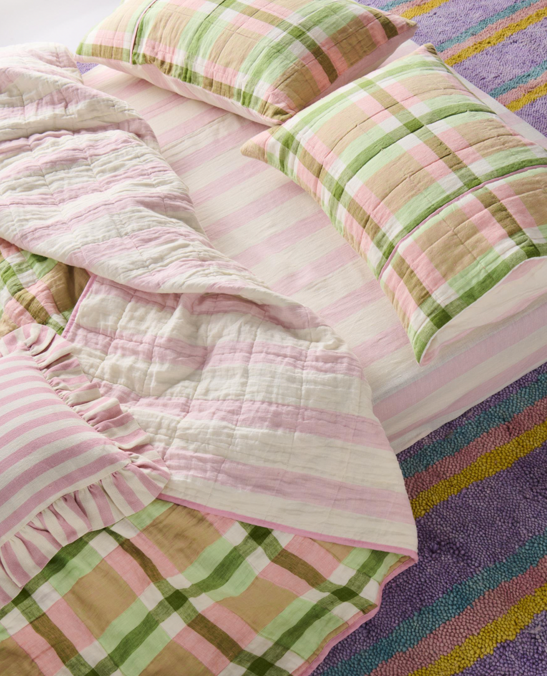 Kip & Co Candy Stripe Linen Fitted Sheet