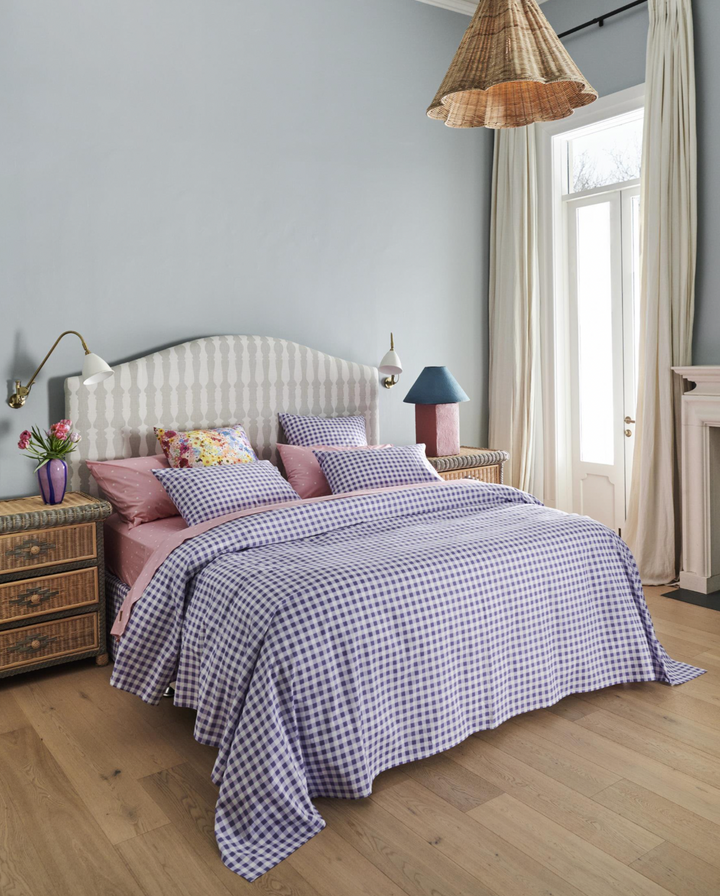 Kip & Co Lilac Gingham Organic Cotton European Pillowcases