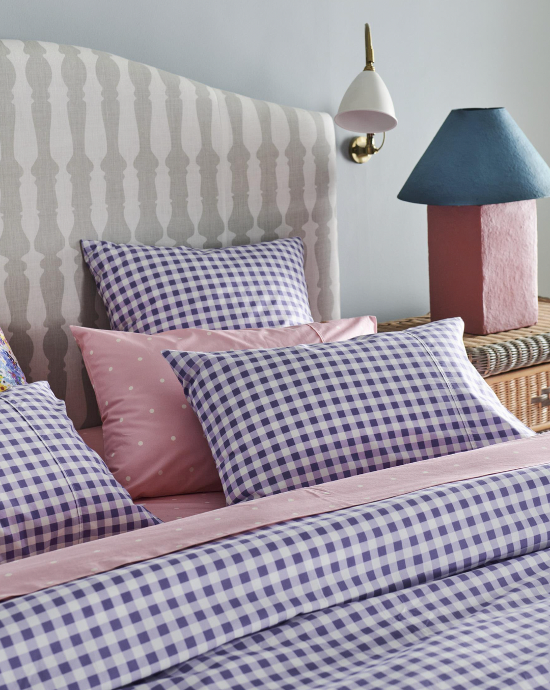 Kip & Co Lilac Gingham Organic Cotton European Pillowcases