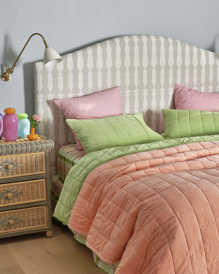 Kip & Co Peach Nile Velvet Quilted Bedspread