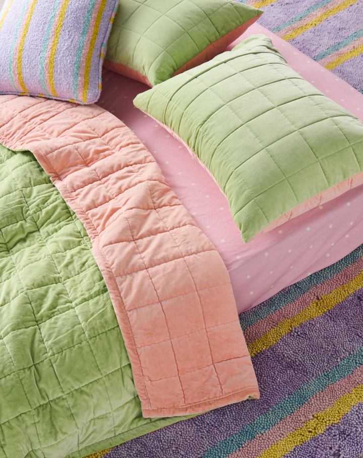 Kip & Co Peach Nile Velvet Quilted Bedspread