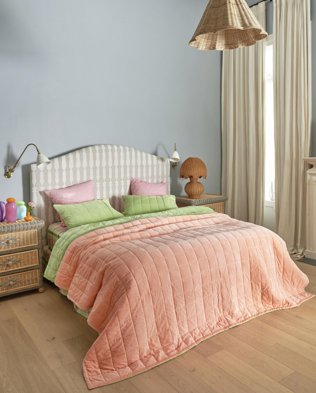 Kip & Co Peach Nile Velvet Quilted Pillowcases