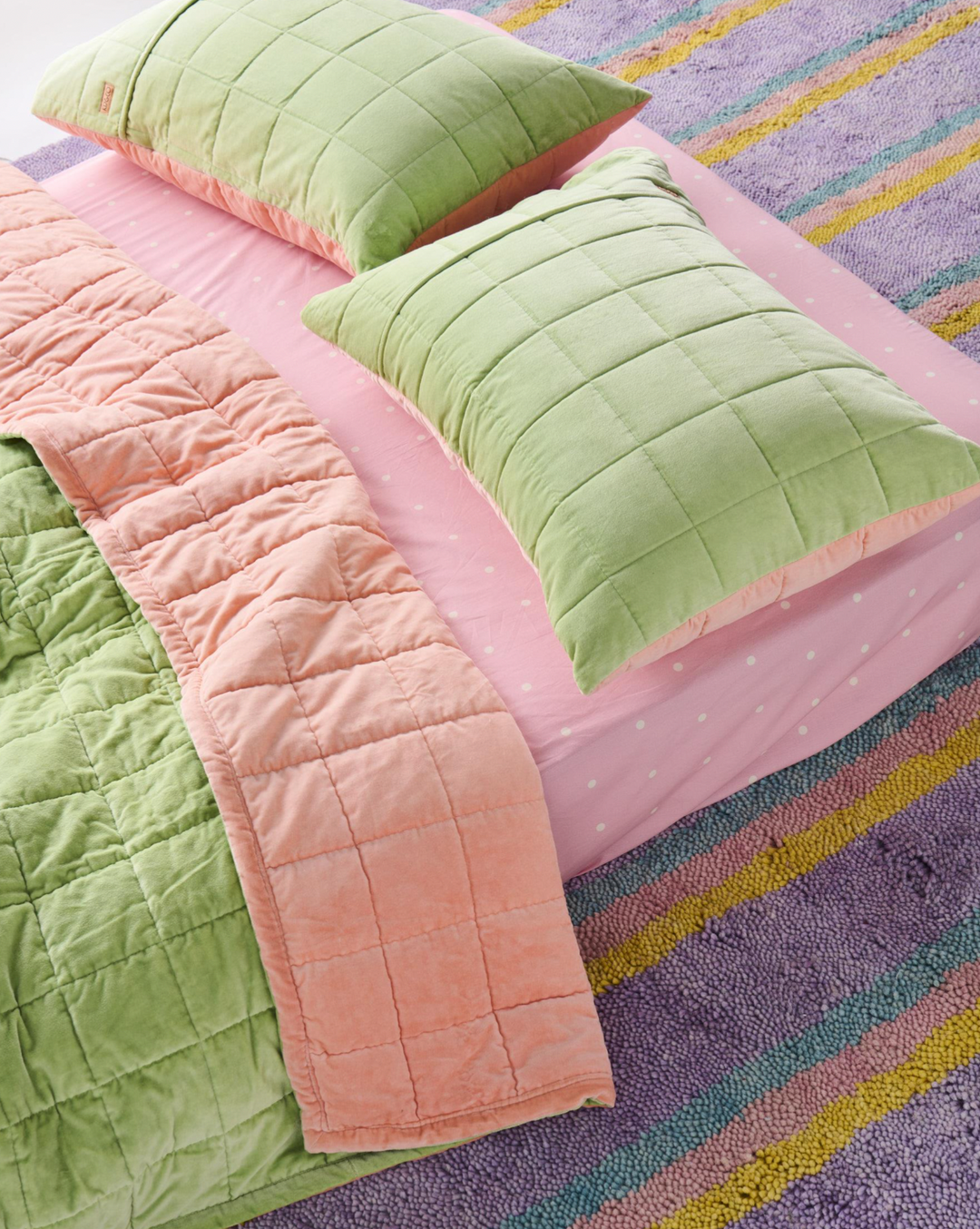 Kip & Co Peach Nile Velvet Quilted Pillowcases