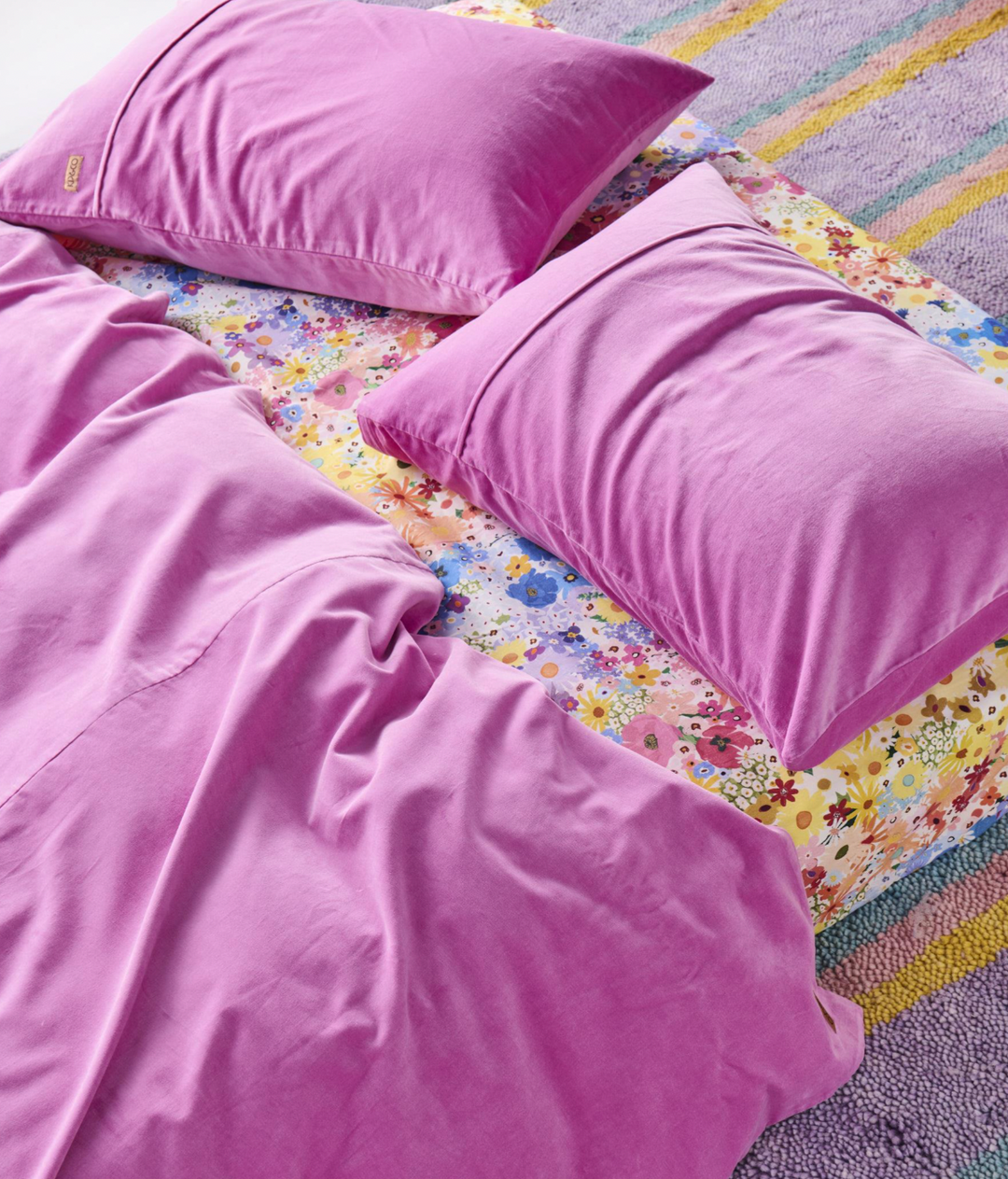 Kip & Co Super Pink Velvet Pillowcases