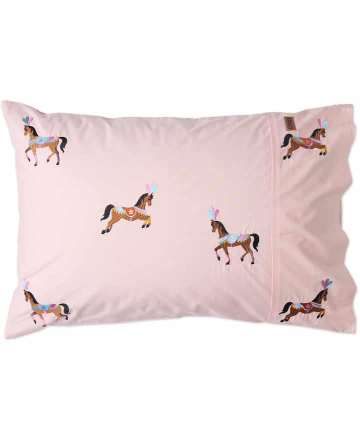 Kip & Co Circus Pony Embroidered Cotton Pillowcase