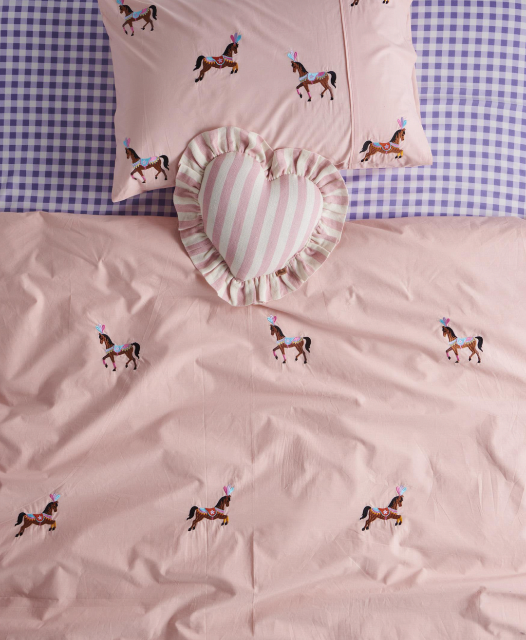 Kip & Co Circus Pony Embroidered Cotton Pillowcase