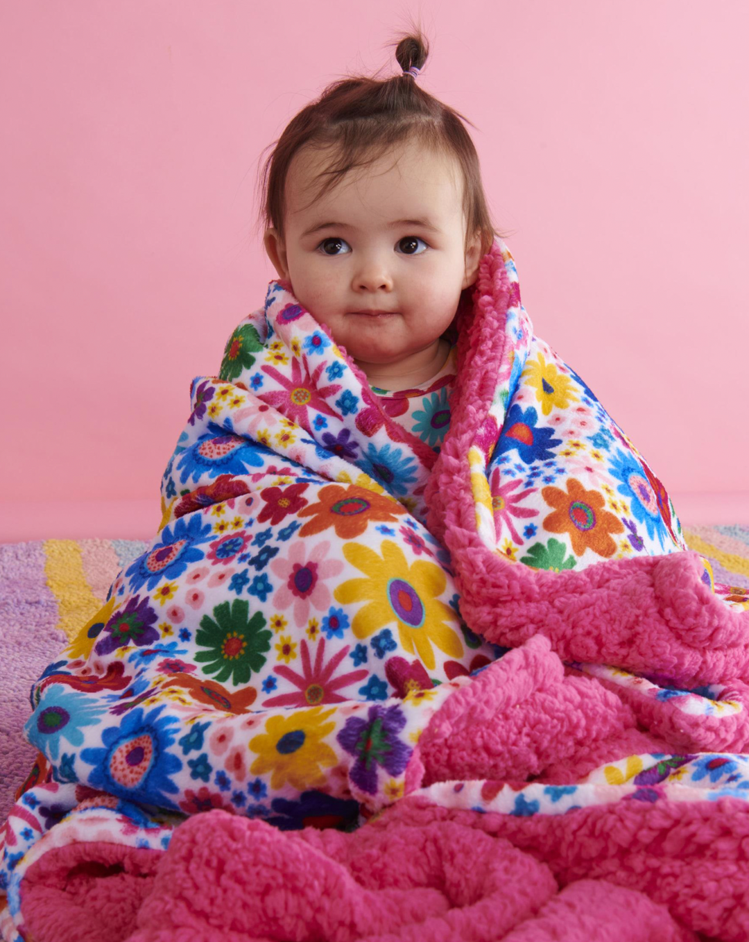 Kip & Co Rainbow Flowers Kids Kuddle Blanket