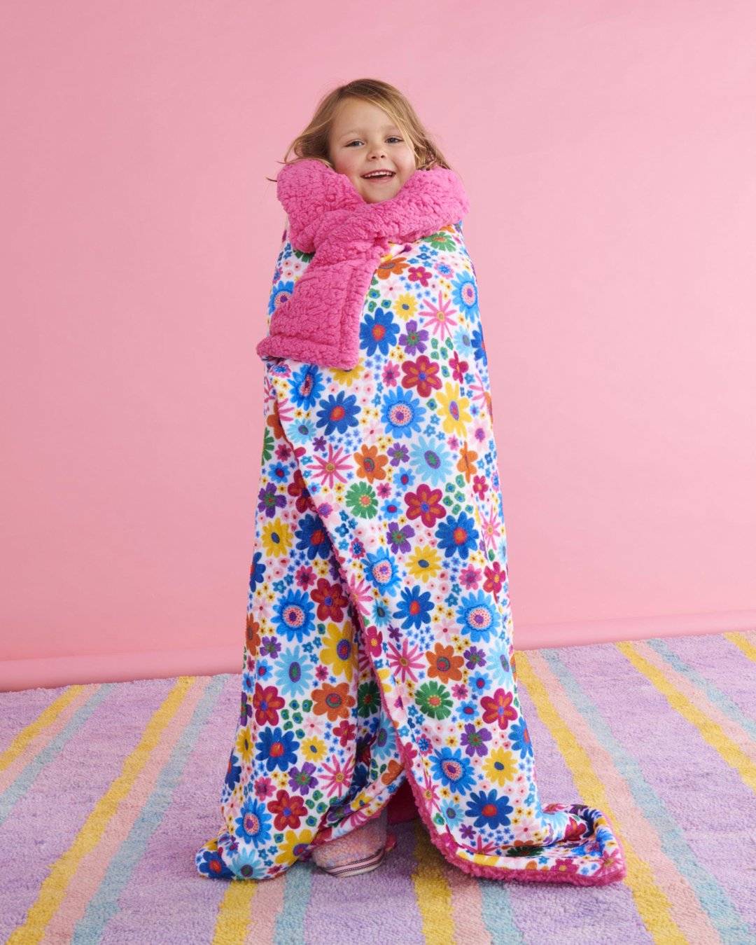 Kip & Co Rainbow Flowers Kids Kuddle Blanket