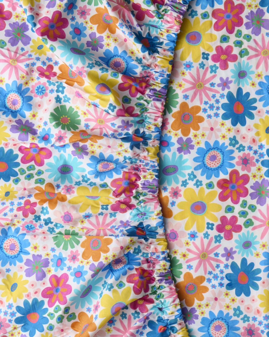 Kip & Co Rainbow Flowers Organic Cotton Fitted Sheet