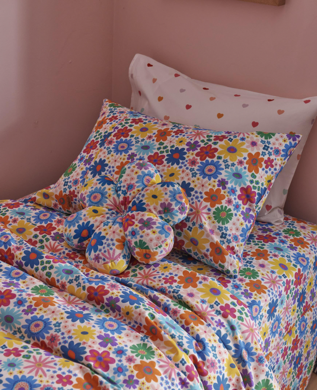 Kip & Co Rainbow Flowers Organic Cotton Fitted Sheet