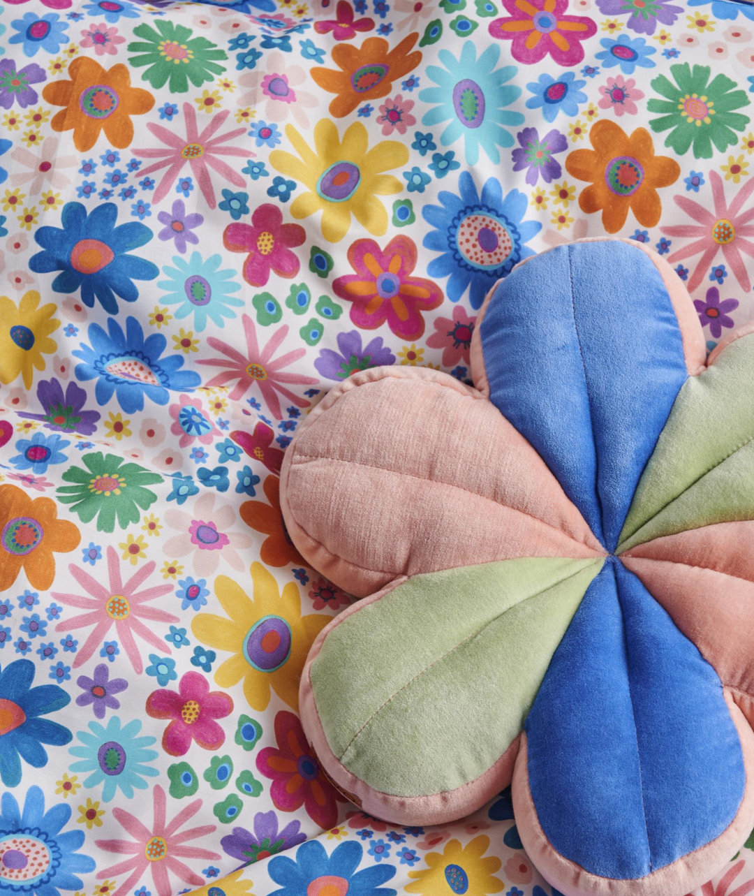 Kip & Co Rainbow Flowers Organic Cotton Quilt Cover