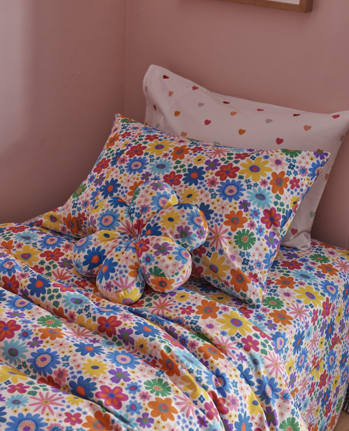 Kip & Co Rainbow Flowers Organic Cotton Quilt Cover