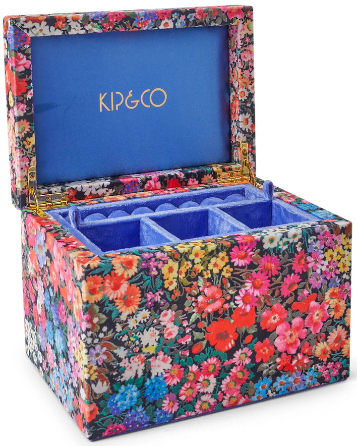 Kip & Co Forever Floral Black Velvet Jewellery Box Large