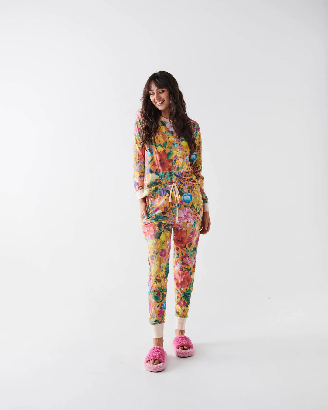 Kip & Co Abundance Marigold Organic Cotton Long Sleeve Pyjama Top & Slouch Pant Pyjama Set