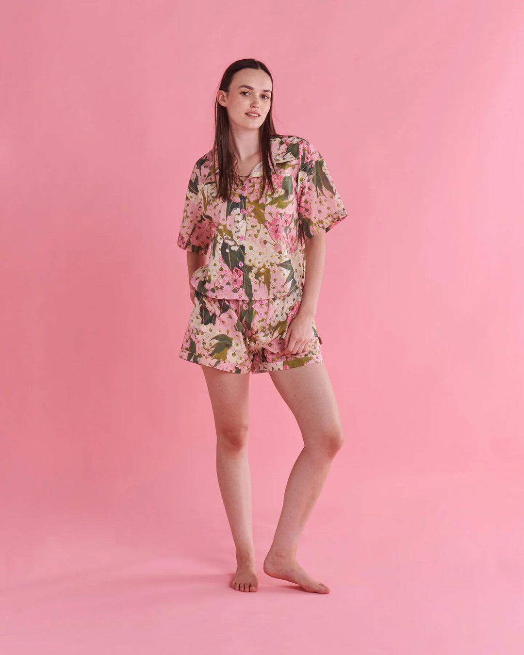 Kip & Co Bush Blossom Organic Cotton Short Sleeve Shirt & Short Pyjama Set