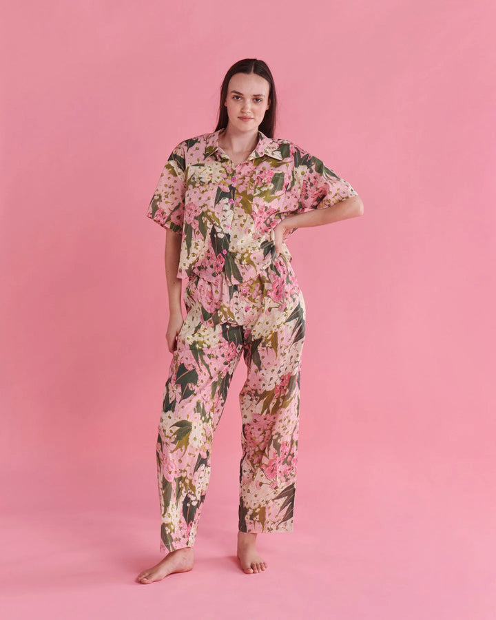 Kip & Co Bush Blossom Organic Cotton Short Sleeve Shirt & Pant Pyjama Set