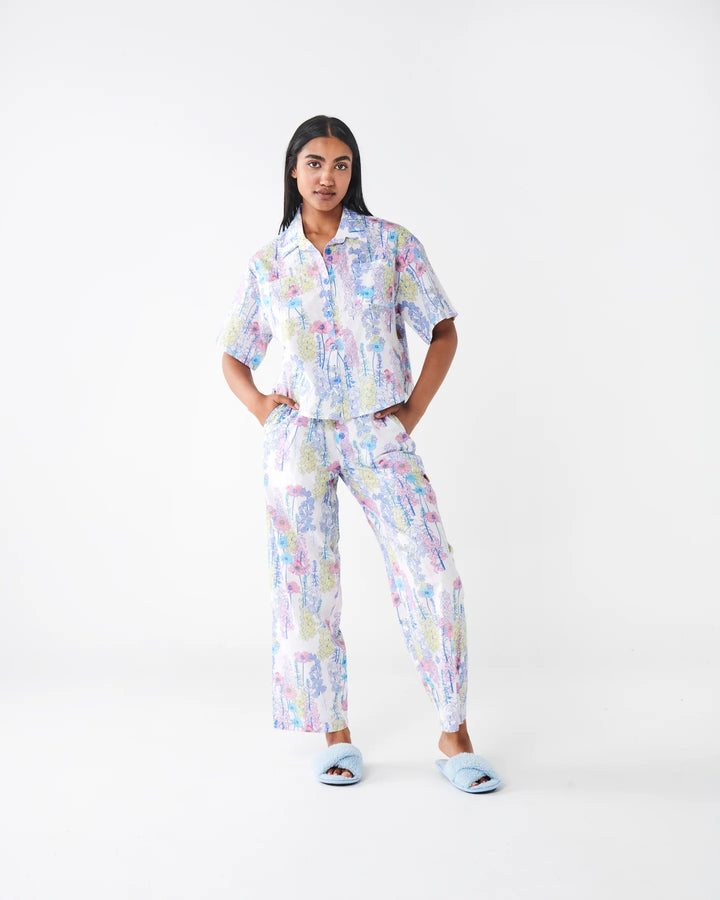 Kip & Co Foxglove Forever Organic Cotton Short Sleeve Shirt & Pant Pyjama Set