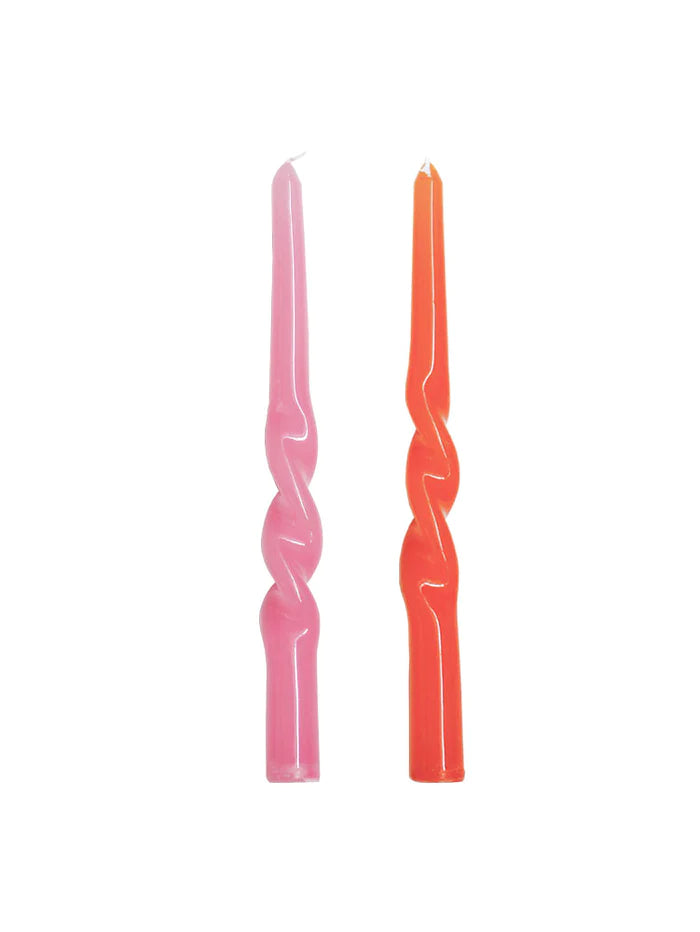 Mosey Me Twisted Dinner Candle Set 2 - Pink & Orange